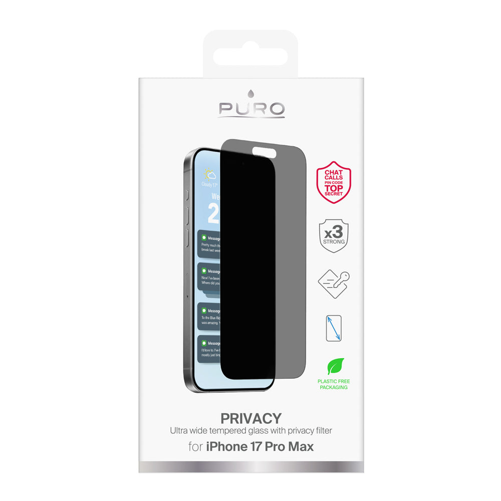 Puro Privacy tempered glass til iPhone 17 / iPhone 17 Pro