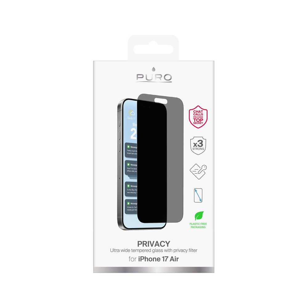 Puro Privacy tempered glass til iPhone 17 Air